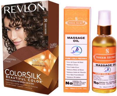 

SHEER SECRET MASSAGE OIL 100 ML (PURE COLD PRESSED) with HAIR COLOUR DARK BROWN 30(Set of 2)