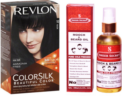 

SHEER SECRET MOOCH AND BEARD OIL 100 ML (PURE COLD PRESSED) with REVLON HAIR COLOUR BLACK 10(Set of 2)