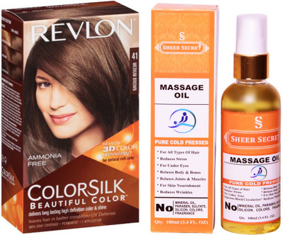 

SHEER SECRET MASSAGE OIL 100 ML (PURE COLD PRESSED) with REVLON HAIR COLOUR MEDIUM BROWN 41(Set of 2)