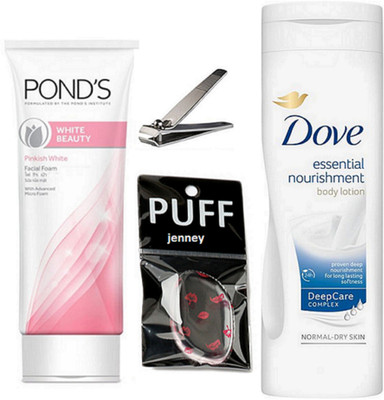 

jenney Silicon Puff & Ponds Facev Wash & Olay Cream & Nail Cutter(Set of 4)