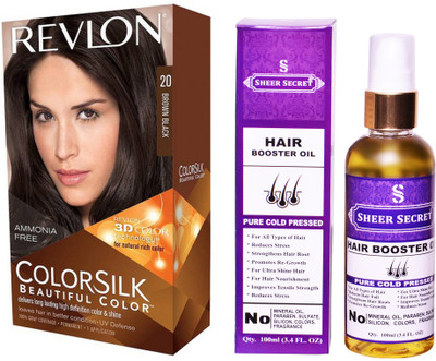 

SHEER SECRET HAIR BOOSTER OIL 100 ML (PURE COLD PRESSED) with REVLON HAIR COLOUR BROWN BLACK 20(Set of 2)
