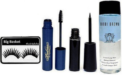 

big Basket Eyelashes , Padma Mascara , & Mac Eyeliner , Bobbi Brown Makeup Remover(Set of 4)