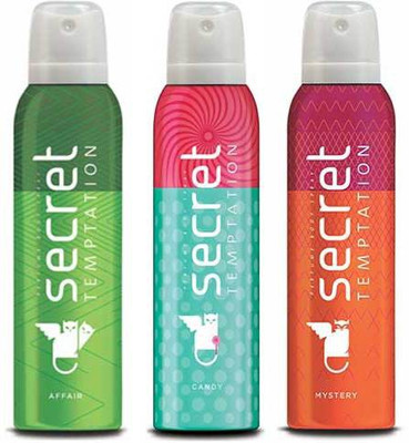 

Secret Temptation Affair, Candy and Mystery Deodorant Spray - For Women(450 ml, Pack of 3)