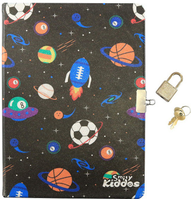 smily kiddos Lockble Notebook Regular Notebook Single ruled 144 Pages(Black)