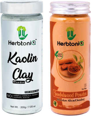 

HerbtoniQ 100% Natural Organic Kaolin Clay Powder 200g And Sandalwood Powder 150g (Pack Of 2)(350 g)