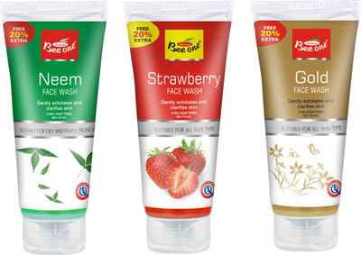 

BEEONE STRAWBERRY FACE WASH, GOLD FACE WASH NEEM FACE WASH COMBO PACK (PACK OF 3 180 ML) Face Wash(180 ml)
