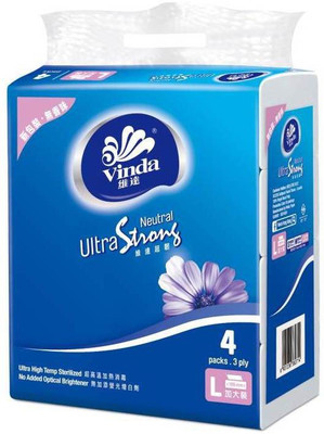 

Vinda Pack of 400 Ultra Soft Facial Tissue, 3 Ply, 100 Sheets Per Roll(Pack of 100)