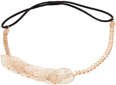 

Voylla gold toned leafy motif black head band Head Band(Gold)