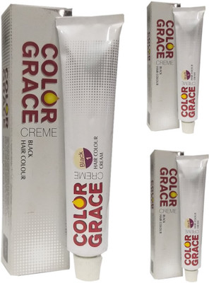 

COLOR GRACE BLACK Hair Color Creme For Men & Women(Pack of 3) Hair Color(Black)
