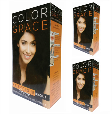 

COLOR GRACE Hair Color Black For Women & Men (Pack Of 3) Hair Color(Black)