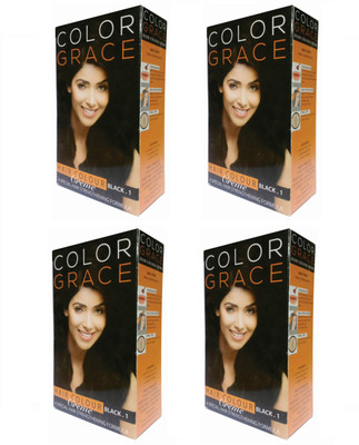 

COLOR GRACE Hair Color Black For Women & Men (Pack Of 4) Hair Color(Black)