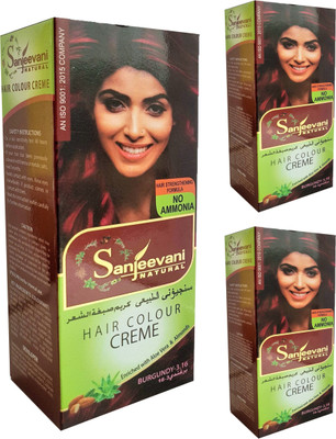 

SANJEEVANI NATURAL BURGUNDY Hair Color Creme For Women & Men NO AMMONIA (Pack Of 3) Hair Color(Burgundy)