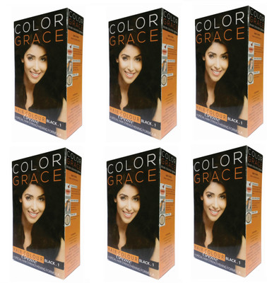 

COLOR GRACE Hair Color Black For Women & Men (Pack Of 6) Hair Color(Black)