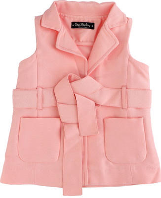

One Friday Sleeveless Solid Baby Girls Jacket, Light pink