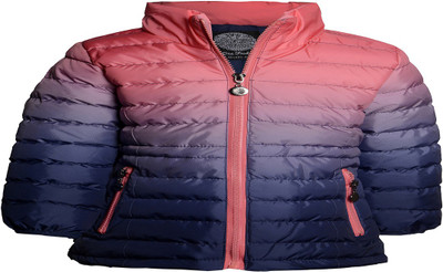 

One Friday Full Sleeve Ombre Baby Girls Jacket, Coral & navy blue