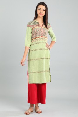 Aurelia Women Printed Straight Kurta(Red, Green)