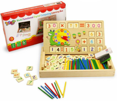 

Authfort 176pcs Counting Games Toy Wood Creative Puzzle, Teaching Clock Math Learning Tool - Times Tables Blocks Cube Wooden Blocks Number Maths Games Preschool Education(Multicolor)
