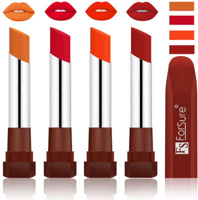 

Forsure New & Improved Stylish Matte English Lipsticks(Brick Nude, Brpwn, Red, Nude)