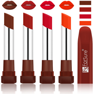 

Forsure New & Improved Stylish Matte English Lipsticks(Wine, Brown, Red, Nude)