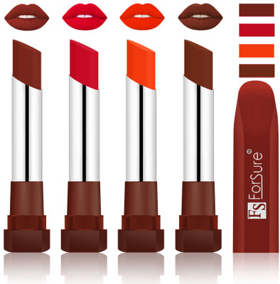 

Forsure New & Improved Stylish Matte English Lipsticks(Maroon, Red, Nude, wine)
