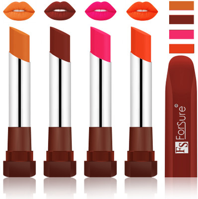 

Forsure New & Improved Stylish Matte English Lipsticks(Brick Nude, Maroon, Ruby Red, Nude)