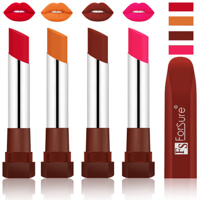 

Forsure New & Improved Stylish Matte English Lipsticks(Red, Brick Nude, Maroon, Ruby Red)