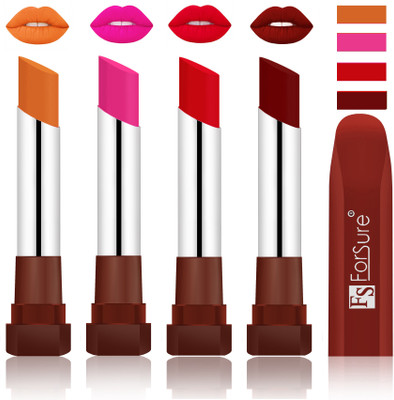 

Forsure New & Improved Stylish Matte English Lipsticks(Brick Nude, Rose Pink,Sweet Red, Dark Maroon)