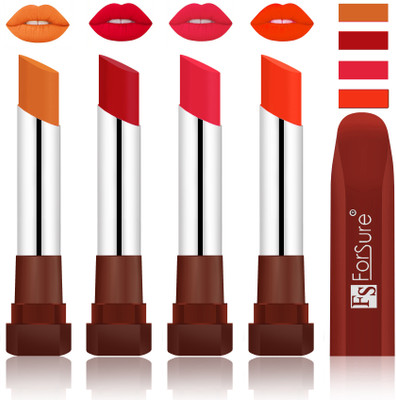

Forsure New & Improved Stylish Matte English Lipsticks(Brick Nude, Bright Red, Baby Pink, Nude)