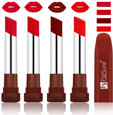

Forsure New & Improved Stylish Matte English Lipsticks(Red, Sweet Red, Dark Maroon,Romantic Red)