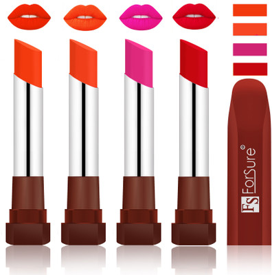 

Forsure New & Improved Stylish Matte English Lipsticks(Nude,Nude, Rose Pink, Sweet Red)