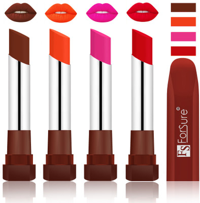 

Forsure New & Improved Stylish Matte English Lipsticks(Wine, Nude, Rose Pink, Sweet Red)
