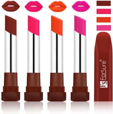 

Forsure New & Improved Stylish Matte English Lipsticks(Maroon, Ruby Red, Nude,Rrose Pink)