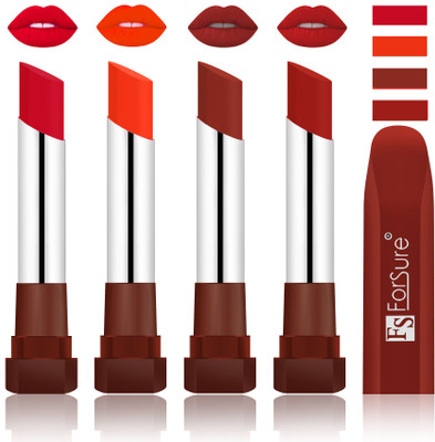 

Forsure New & Improved Stylish Matte English Lipsticks(Red, Nude, Chocolate, Brown)
