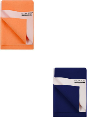 Polka Tots Velvet Baby Bed Protecting Mat(Peach, Dark Blue, Dark blue;peach