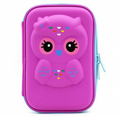 

ShopNGift pencil box owl face Art Plastic Pencil Box(Set of 1, Purple)