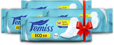 

Femiss Dry Feel Day Sanitary Pad - ECO Regular,Pack Of 4 (Each -8 Pads) Sanitary Pad(Pack of 4)