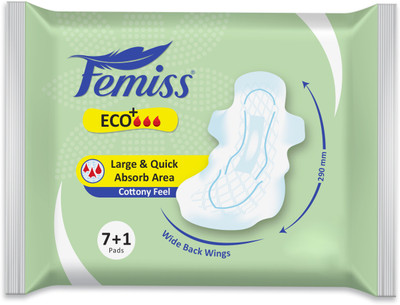 Femiss Dry Feel Day Sanitary Pad - ECO+ Extra Large (Each -8 Pads) Sanitary Pad