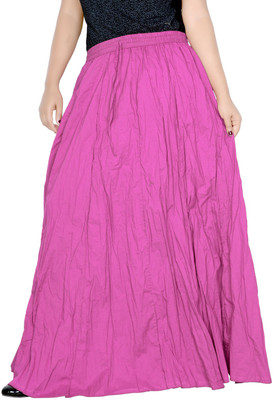 Sttoffa S Solid Women Broomstick Pink Skirt