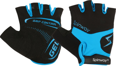 

spinway Polyster Mesh Towel fabric with SBR Weight Lifting For Men| Padding with gel Gym & Fitness Gloves (, Blue, Black;blue