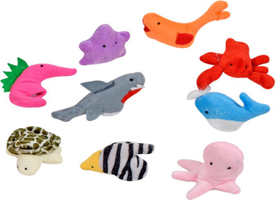 

Ultra Marine Sea Animal Puppet Soft toys for Baby Boy And Girl Birthday Gift (Set of 10) Finger Puppet - 5 cm(Multicolor)