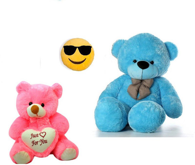 

Arvel high quality 3 feet blue teddy bear combo pillow/ 18 cm pink teddy bear /sweet teddy bear/hug able teddy bear /cute and soft/valentine gift pack - 89.8 cm(Blue, Pink)
