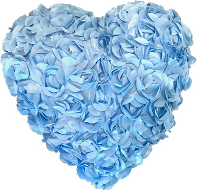 

CREATIVEVILLA CUTE BLUE ROSE FLOWER DESIGN VALENTINE HEART STUFFED PLUSH PILLOW SOFT TOY - CVST0451 - 36 cm(Multicolor)