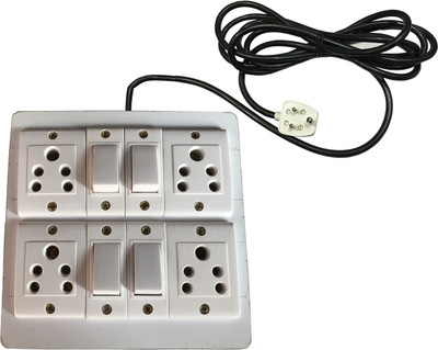 

Hiken Eletecric Wooden Extension Board (4 Socket,4 Switch)5 A 3 Meteres Wires 4 Socket Surge Protector(White)