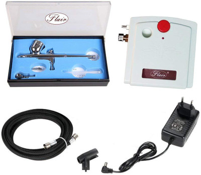 

Flair Multipurpose Stainless Steel Air Brush Gun with Compressor for Makeup/Nail Art/Tattoo Art/Cake/Painting and Other Artwork, Silver Temporary Tattoo Kit