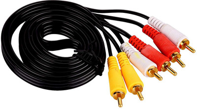 

RL Sons. TV-out Cable Audio Video Cord-AV Cord 3-Male RCA Cable Audio Video AV Cord - Pure Copper (RL-843)(Black, For TV)