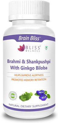 

Bliss Welness Brain Bliss A Combo Of Brahmi, Shankpushpi & Ginkgo Biloba - Vegetarian Capsules(60 No)