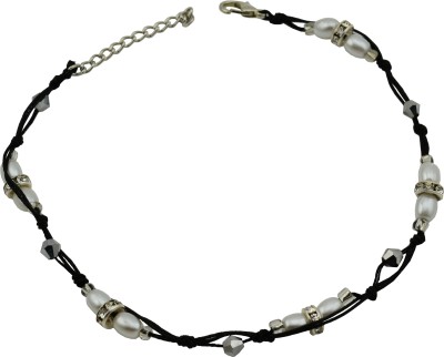 D'Dazzler Black Thread With Multi Coloured Beads Alloy Anklet