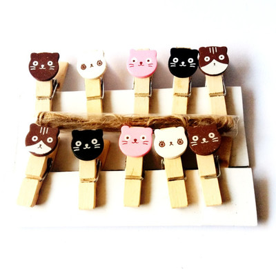 

Artfinesse Fancy Cat Head Wooden Small Clips (Set of 10 Pcs)