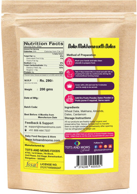 

TOTS AND MOMS Instant Dalia Makhana with Dates Cereal(200, 8)