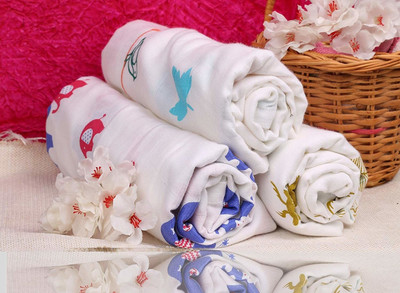 

Polka Tots Printed, Animal  Swadding Baby Blanket(Cotton, White